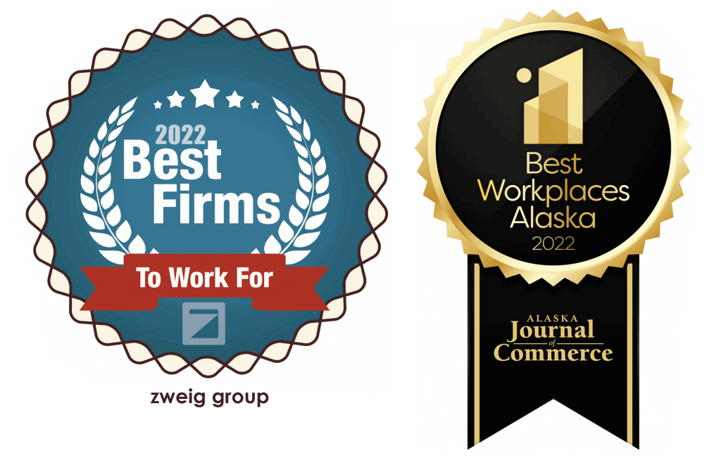 2022 Best Firms awards for CRW from Zweig Group and Alaska Journal of Commerce